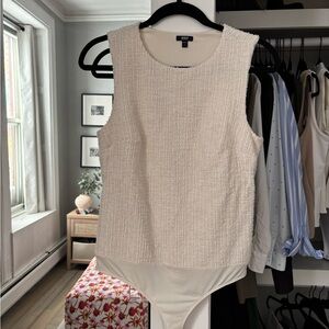 Express Cream Textured Knit Bodysuit